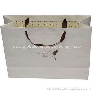 Retail Paper Bag with 20mm Width, Brown Grosgrain Ribbon